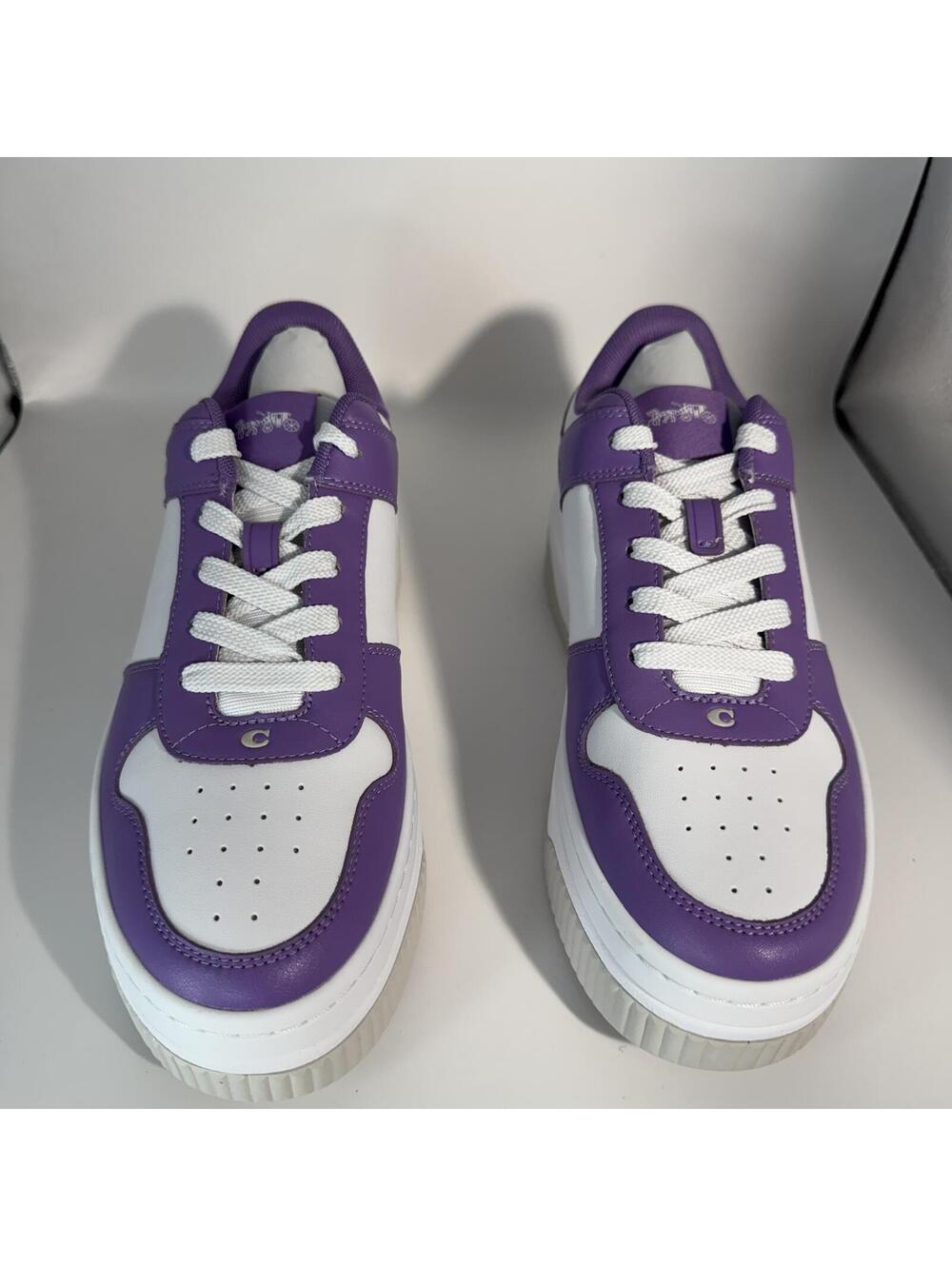 Coach Platform Sneaker Iris Optic White Purple Leather Low Top Shoes Box New 10B